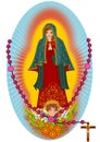 Rosary and mary of Guadalupe illustrations