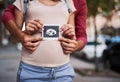 Loving parents holding ultrasound photo of their child Royalty Free Stock Photo