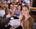 Our office is anywhere. Portrait of a happy woman having a meeting at a coffee shop. Royalty Free Stock Photo