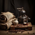 Old-Fashioned Coffee Grinder - Enjoy Freshly Ground Coffee at Home! Royalty Free Stock Photo