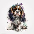 Charming Cavalier King Charles Spaniel Puppies with Glasses AI Generated