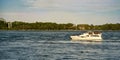 Boat riding on the St-Lawrence seaway Royalty Free Stock Photo