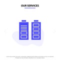 Our Services Accumulator, Battery, Power, Full Solid Glyph Icon Web card Template Royalty Free Stock Photo