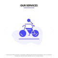 Our Services Activity, Bicycle, Bike, Biking, Cycling Solid Glyph Icon Web card Template