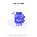 Our Services Activity, Device, Fitness, Heartbeat, Monitoring Solid Glyph Icon Web card Template