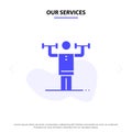 Our Services Activity, Discipline, Human, Physical, Strength Solid Glyph Icon Web card Template