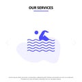 Our Services Activity, Sport, Swim, Swimming, Water Solid Glyph Icon Web card Template