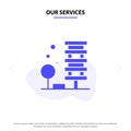 Our Services Agriculture, Architecture, Building, City, Environment Solid Glyph Icon Web card Template