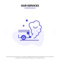 Our Services Air, Car, Gas, Pollution, Smoke Solid Glyph Icon Web card Template Royalty Free Stock Photo