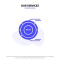 Our Services Allocation, Analysis, Diagram, Estimation, Resource Solid Glyph Icon Web card Template