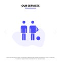 Our Services Amateur, Ball, Football, Friends, Soccer Solid Glyph Icon Web card Template