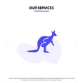 Our Services Animal, Australia, Australian, Indigenous, Kangaroo, Travel Solid Glyph Icon Web card Template