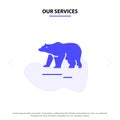 Our Services Animal, Bear, Polar, Canada Solid Glyph Icon Web card Template