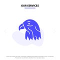 Our Services Animal, Bird, Eagle, Usa Solid Glyph Icon Web card Template