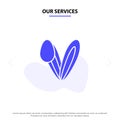 Our Services Animal, Bunny, Face, Rabbit Solid Glyph Icon Web card Template