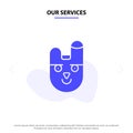Our Services Animal, Bunny, Face, Rabbit Solid Glyph Icon Web card Template