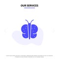 Our Services Animal, Butterfly, Easter, Nature Solid Glyph Icon Web card Template