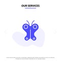 Our Services Animal, Butterfly, Easter, Nature Solid Glyph Icon Web card Template