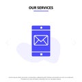 Our Services Application, Mobile, Mobile Application, Mail Solid Glyph Icon Web card Template Royalty Free Stock Photo