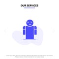 Our Services Arms, Hands, Open, Person Solid Glyph Icon Web card Template Royalty Free Stock Photo