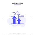 Our Services Arrows, Break, Breaking, Forward, Limits Solid Glyph Icon Web card Template