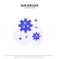 Our Services Astronaut, Meteor, Space Solid Glyph Icon Web card Template