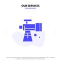 Our Services Astronomy, Scope, Space, Telescope Solid Glyph Icon Web card Template