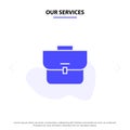 Our Services Bag, Case, Suitcase, Workbag Solid Glyph Icon Web card Template Royalty Free Stock Photo