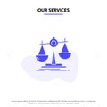 Our Services Balance, Law, Loss, Profit, Solid Glyph Icon Web card Template