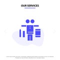 Our Services Balance, Life, Play, Work Solid Glyph Icon Web card Template