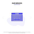 Our Services Bar, Barcode, Code, Shopping Solid Glyph Icon Web card Template Royalty Free Stock Photo
