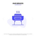 Our Services Barbeque, Celebration, Festivity, Holiday Solid Glyph Icon Web card Template