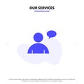 Our Services Basic, Chatting, User Solid Glyph Icon Web card Template