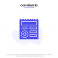 Our Services Basic, Document, Ui, Medical Solid Glyph Icon Web card Template