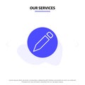 Our Services Basic, Pencil, Text Solid Glyph Icon Web card Template