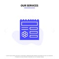 Our Services Basic, Ui, Manu, Document Solid Glyph Icon Web card Template