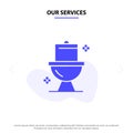 Our Services Bathroom, Cleaning, Toilet, Washroom Solid Glyph Icon Web card Template