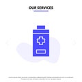 Our Services Battery, Minus, Plus Solid Glyph Icon Web card Template Royalty Free Stock Photo
