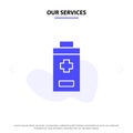 Our Services Battery, Minus, Plus Solid Glyph Icon Web card Template