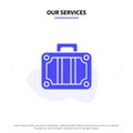 Our Services Beach, Holiday, Transportation, Travel Solid Glyph Icon Web card Template Royalty Free Stock Photo