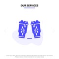 Our Services Beer, Drink, Wine, Glass, Ireland Solid Glyph Icon Web card Template