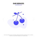 Our Services Berry, Cherry, Food, Spring Solid Glyph Icon Web card Template