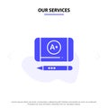 Our Services Best Grade, Achieve, Education Solid Glyph Icon Web card Template