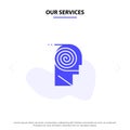 Our Services Better, Comprehension, Definition, Learning, Study Solid Glyph Icon Web card Template Royalty Free Stock Photo