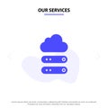 Our Services Big, Cloud, Data, Storage Solid Glyph Icon Web card Template