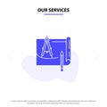 Our Services Blueprint, Architecture, Blueprint, Construction, Paper, Plan Solid Glyph Icon Web card Template