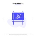 Our Services Board, Ad, Message Solid Glyph Icon Web card Template Royalty Free Stock Photo