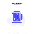 Our Services Boiler, Coffee, Machine, Hotel Solid Glyph Icon Web card Template