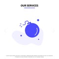 Our Services Bomb, Comet, Explosion, Meteor, Science Solid Glyph Icon Web card Template