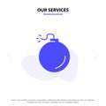 Our Services Bomb, Explosive, Explosion Solid Glyph Icon Web card Template